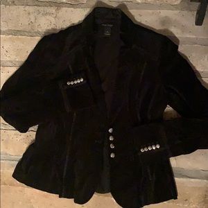 Black velvet jacket with silver buttons